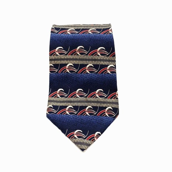 Evan Picone Mens Dress Tie Suit 100% Silk Shirt Accessory Designer Red  Blue - Picture 2 of 6